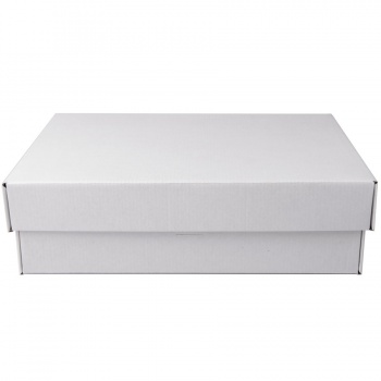 Коробка подарочная с лентой белой атласной, белый/бурый